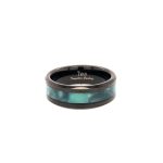 Tungsten 8mm ion plated black and blue inlay ring