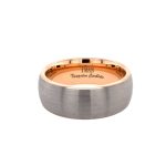 Tungsten 8mm brushed domed rose gold plated ring