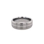 Tungsten 8mm flat step brushed finish ring