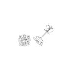 9ct White gold illusion set diamond stud earrings