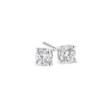 Silver 4mm round cubic solitaire stud earrings