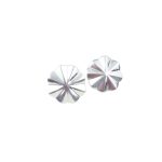 9ct White gold 6mm round patterned stud earrings
