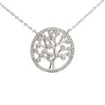 Silver Tree of life Cubic zirconia necklace