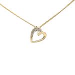 9ct Yellow Gold Heart Slider Pendant with cubic and chain