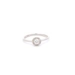 Silver 7mm round top halo cubic ring