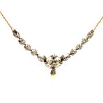 14ct Two Tone Estate Pearl Drop Necklace