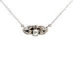 18ct White Gold Diamond Floral Pendant with 9ct White Gold Chain