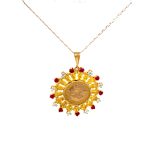 R1 Kruger Coin in a 9ct Yellow Gold Frame Necklace