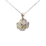 18ct White Gold Flower Design Diamond Pendant