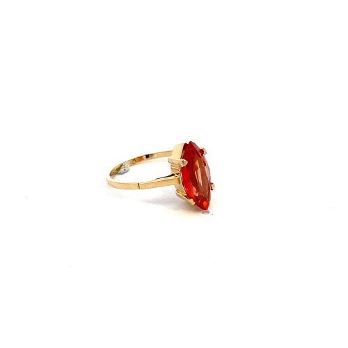 14ct Yellow Gold Orange Marquise cut Gemstone Ring - Image 4