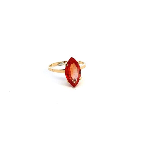 14ct Yellow Gold Orange Marquise cut Gemstone Ring - Image 6