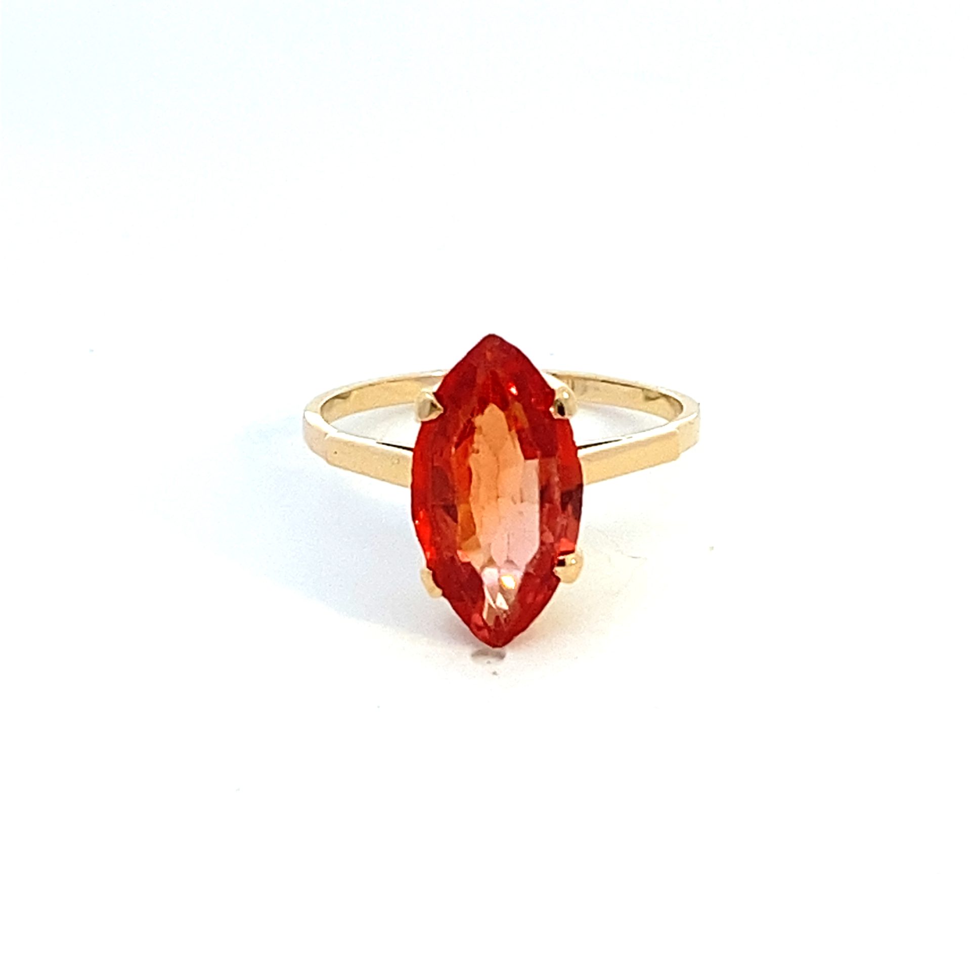 1200337_5 14ct Yellow Gold Orange Marquise cut Gemstone Ring - Image 1