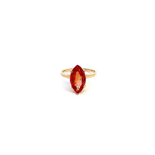 14ct Yellow Gold Orange Marquise cut Gemstone Ring - Image 2