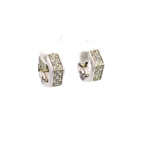 9ct White Gold Cubic Zirconia Huggie Earrings - Image 2