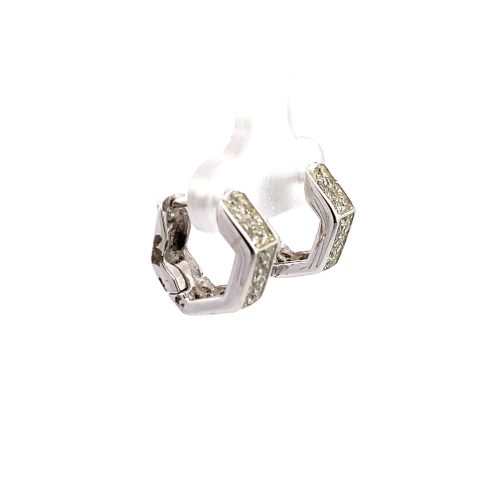 9ct White Gold Cubic Zirconia Huggie Earrings - Image 3