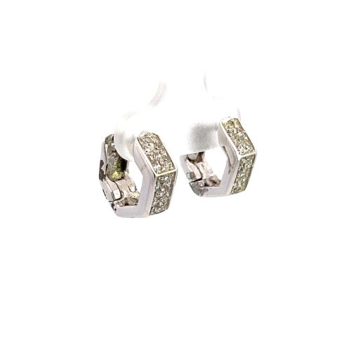 9ct White Gold Cubic Zirconia Huggie Earrings - Image 4