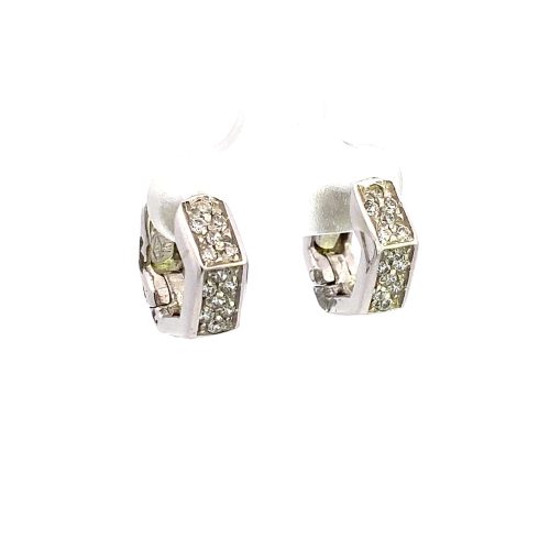 9ct White Gold Cubic Zirconia Huggie Earrings - Image 5