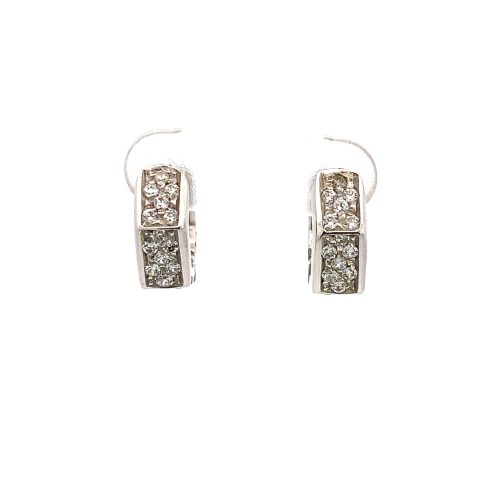 9ct White Gold Cubic Zirconia Huggie Earrings - Image 7