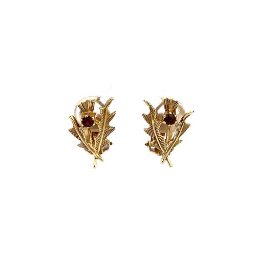 9ct Yellow Gold Garnet Clip on Earrings