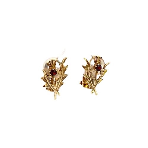 9ct Yellow Gold Garnet Clip on Earrings - Image 2