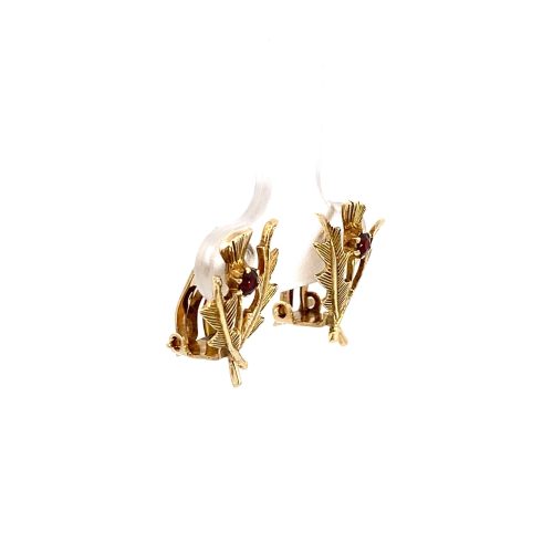 9ct Yellow Gold Garnet Clip on Earrings - Image 3