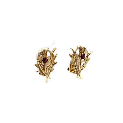 9ct Yellow Gold Garnet Clip on Earrings - Image 4