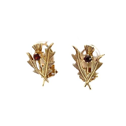 9ct Yellow Gold Garnet Clip on Earrings - Image 5