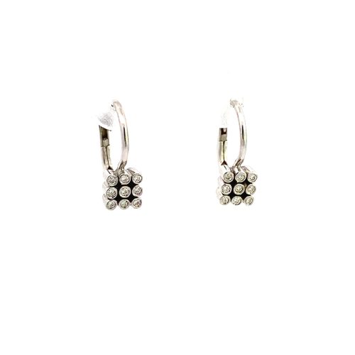 18ct White Gold Diamond Sheppard Hook Earrings - Image 4