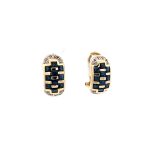9ct Yellow Gold Sapphire and Diamond Clip On Earrings