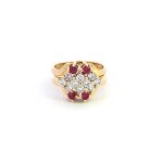 18ct YG Diamond and Ruby Trip set