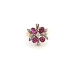 12ct Ring YG Diamond and Tourmaline Cluster Ring