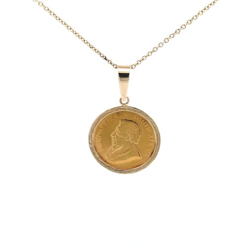 9ct Yellow Gold 1/4 Kruger coin in Frame with chain - Image 4