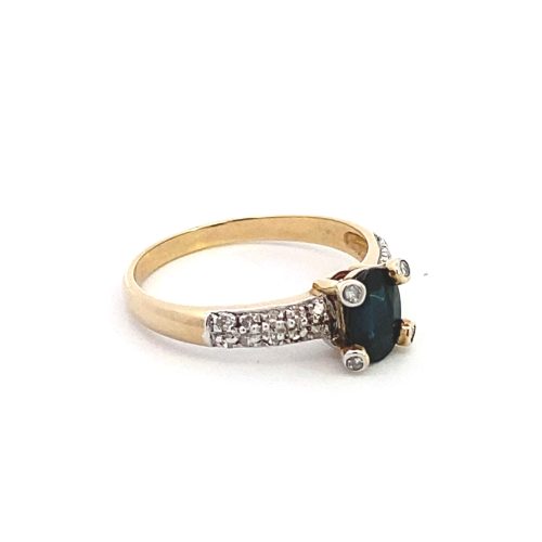 9ct Yellow Gold Oval Blue Sapphire and Diamond Ring - Image 5