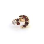 9ct Yellow Gold Moon Design Garnet and Diamond Ring