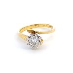 18ct Two Tone Curved Shank Diamond Antique Solitaire ring