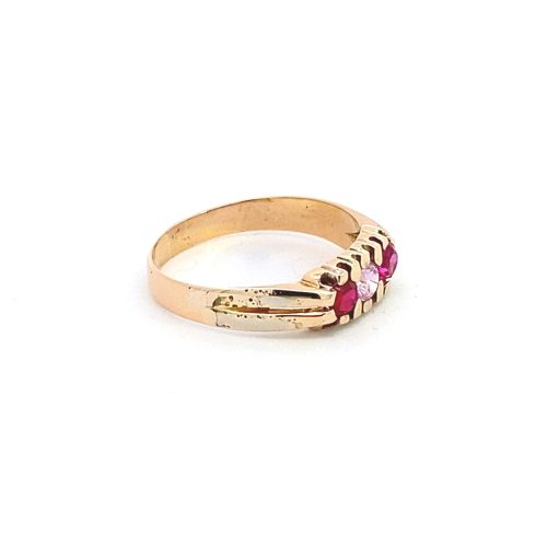 18ct Yellow Gold Pink and Red Stone Antique Ring - Image 3