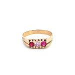 18ct Yellow Gold Pink and Red Stone Antique Ring