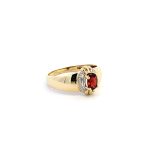 9ct Yellow gold Oval Red Garnet Dome Ring