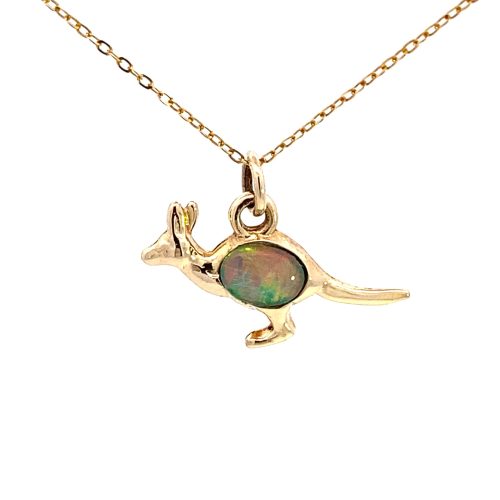 14ct Yellow Gold Kangaroo Opal Pendant and Chain - Image 2