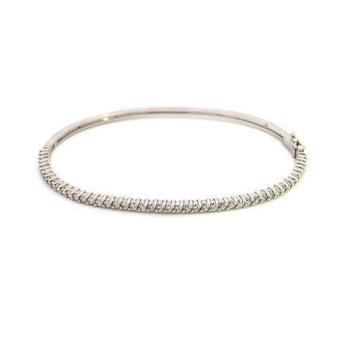 14ct White Gold Diamond Tennis Bangle - Image 3