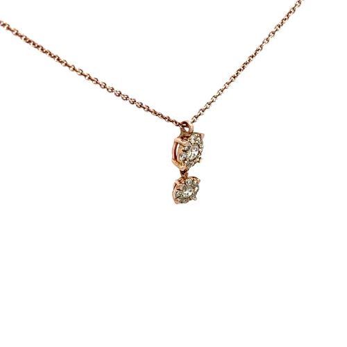 9ct Rose Gold Diamond Dangle Necklace - Image 3