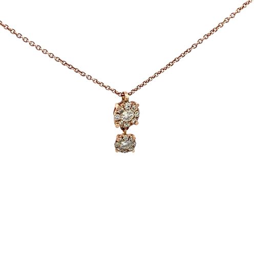 9ct Rose Gold Diamond Dangle Necklace