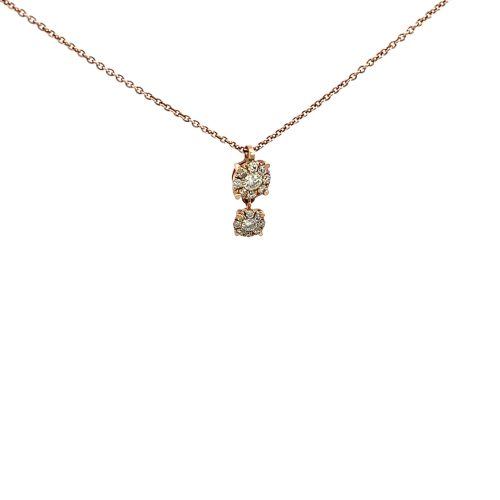 9ct Rose Gold Diamond Dangle Necklace - Image 2