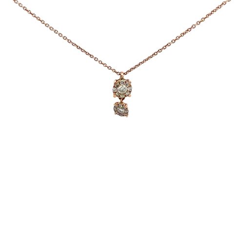 9ct Rose Gold Diamond Dangle Necklace - Image 4