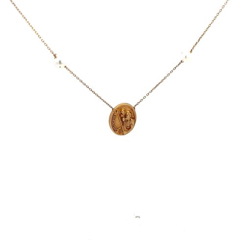 9ct Yellow Gold Oval St Christopher Necklace - Image 2