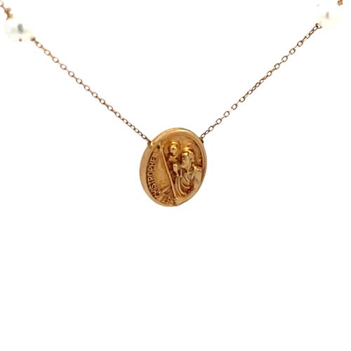 9ct Yellow Gold Oval St Christopher Necklace - Image 3