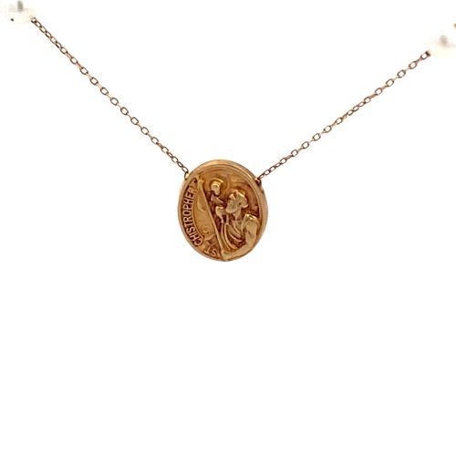 9ct Yellow Gold Oval St Christopher Necklace