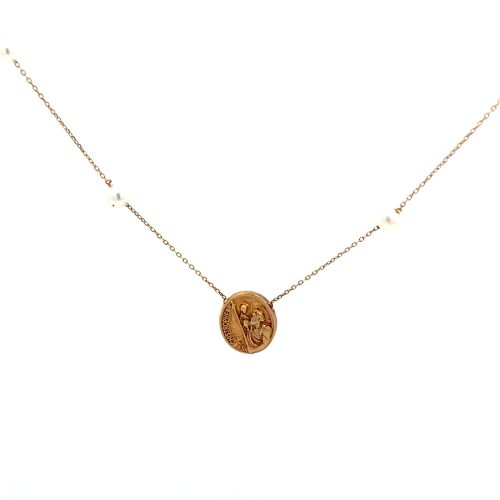 9ct Yellow Gold Oval St Christopher Necklace - Image 4