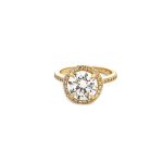 9ct Yellow Gold Halo Round 3.01ct Lab Grown Diamond Ring