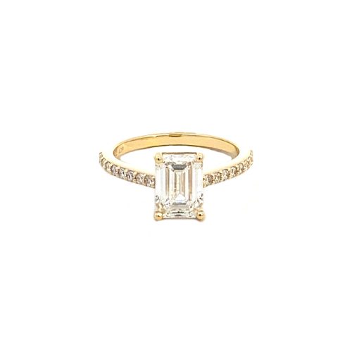 9ct Yellow Gold 2.00ct Lab Grown Emerald cut Diamond Ring